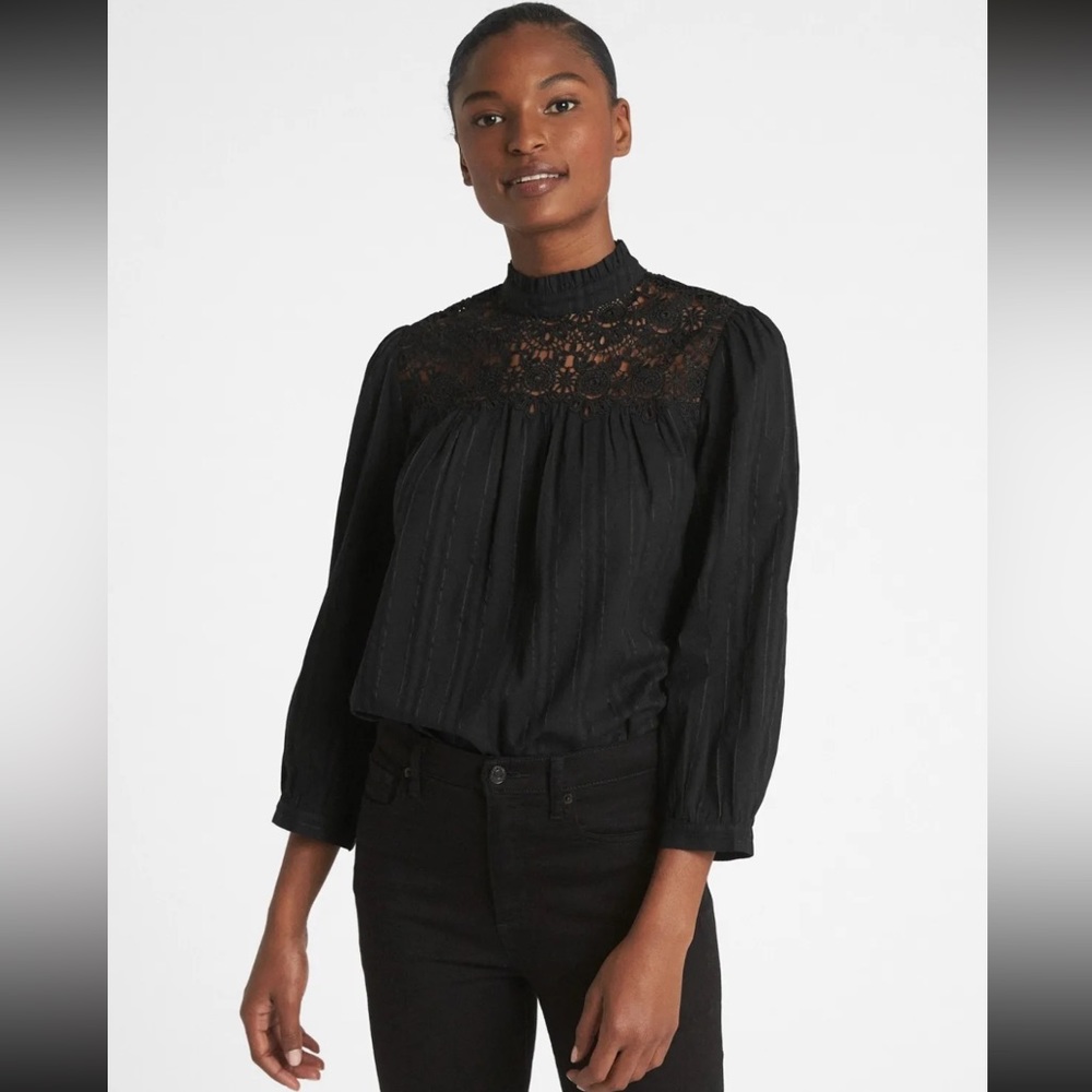 Gap Black Lace Top Blouse